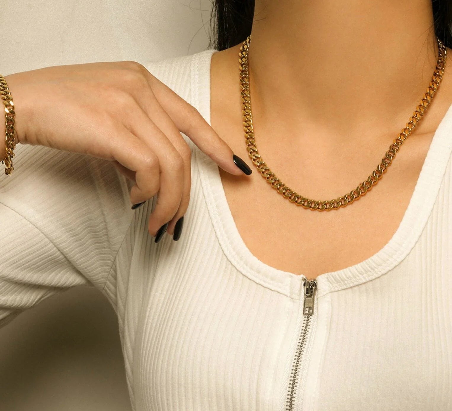 18K Gold Link Cable Chain Necklace